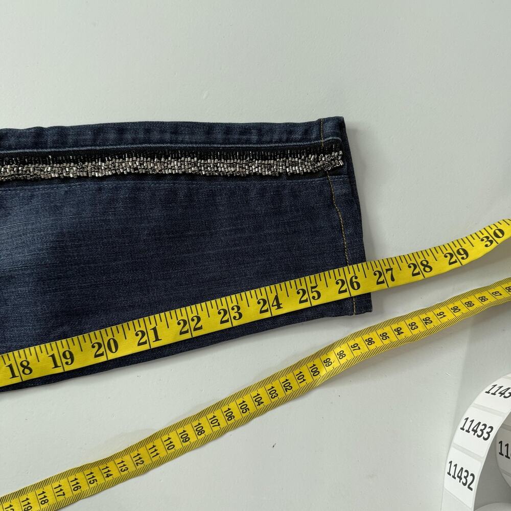 Hudson Luna Super Skinny Crop Jeans Womens 29 Blue Glam Embellished Side Stripe - Picture 12 of 14